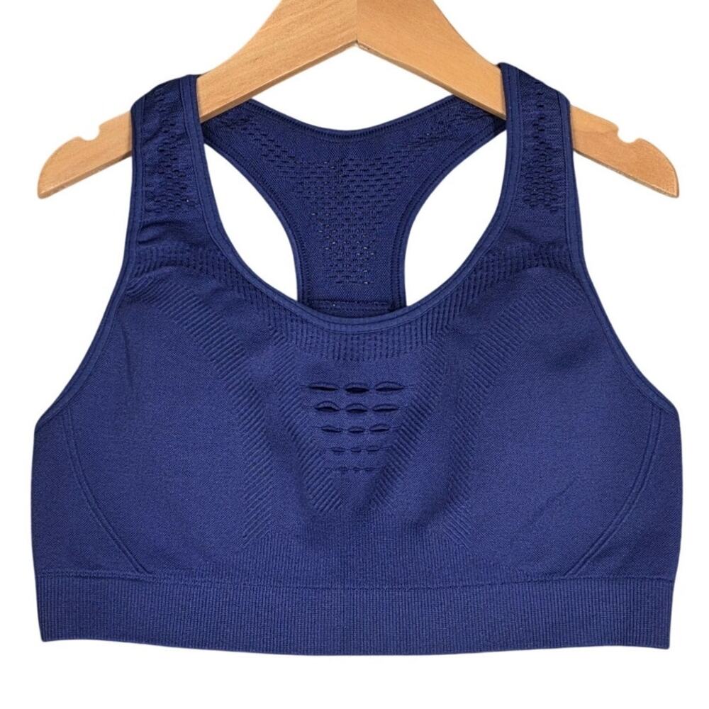IVY PARK RACERBACK SPORTS BRA – SIZE S/M – BLUE – FRONT / BACK VENT PANELS